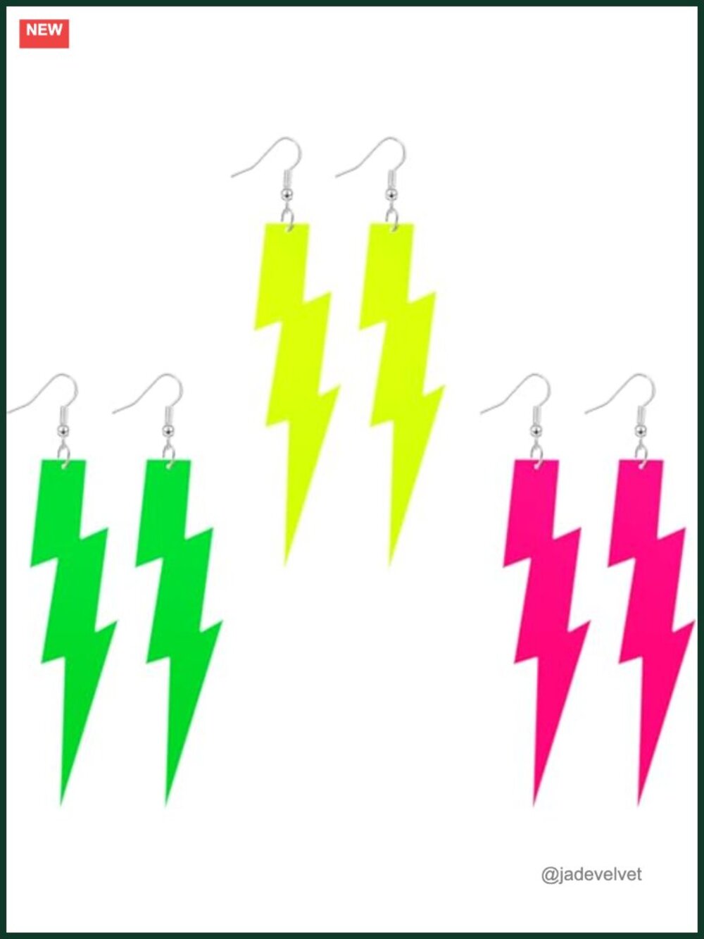 Neon Lightning Drop Dangle Acrylic Earrings Set Retro Party